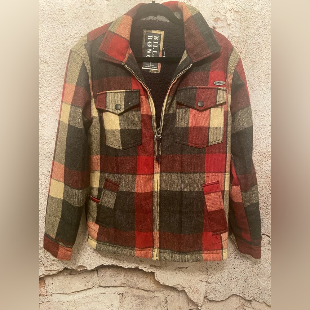 Billabong Unisex Plaid Wool Blend Coat